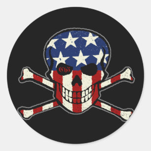 Sticker Rond Drapeau Punisher Skull Americana