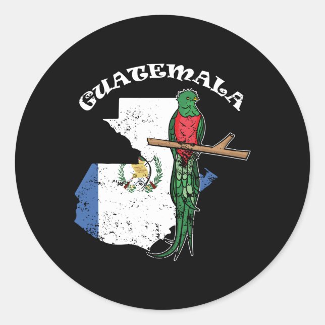 Sticker Rond Drapeau Quetzal Bird Guatemala Cha Guatemala (Devant)