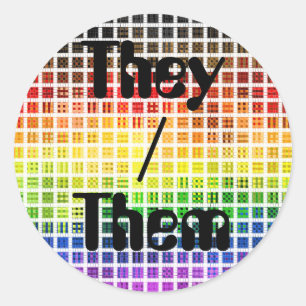 Sticker Rond Drapeau Quirky Boho Plaid Coloré Gay Rainbow Pride