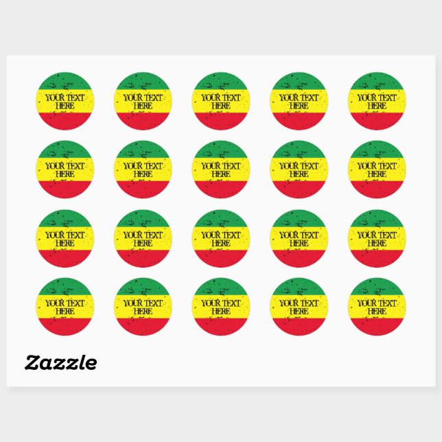 Sticker Rond Drapeau rastafarien Rasta couleurs reggae musique  (Feuille)
