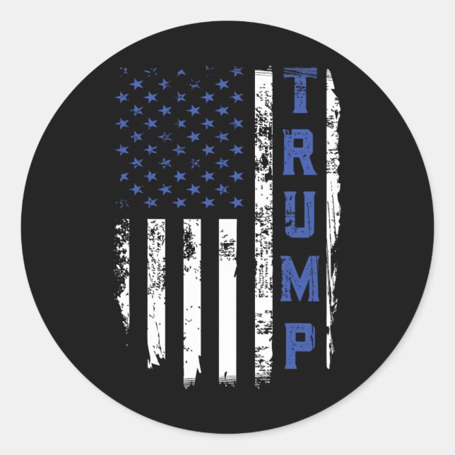 Sticker Rond Drapeau républicain de la police mince ligne bleue (Devant)