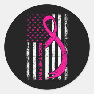 Sticker Rond Drapeau Retour Ruban de sensibilisation au cancer