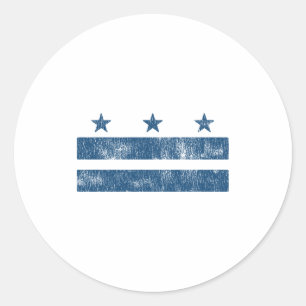 Sticker Rond Drapeau Rétro Bleu De Washington Dc District De Co