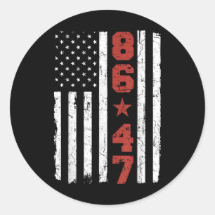 Sticker Rond Drapeau rétro Vintage américain 86 47 Anti Trump