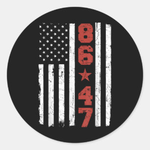 Sticker Rond Drapeau rétro Vintage USA 86 47 Anti Trump