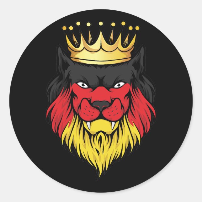 Sticker Rond Drapeau Roi Lion Allemagne (Devant)