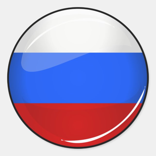 Sticker Rond Drapeau rond brillant de Russie (Devant)