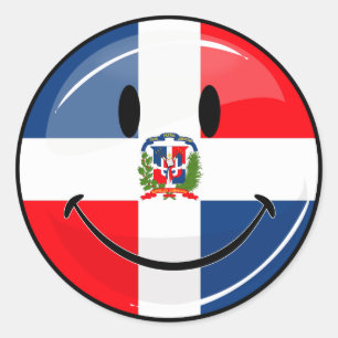Sticker Rond Drapeau rond brillant République Dominicaine