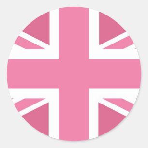 Sticker Rond Drapeau rose classique Union Jack britannique (UK)
