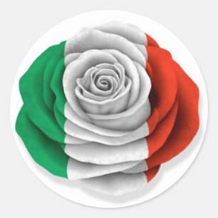 Sticker Rond Drapeau rose d'Italien sur le blanc