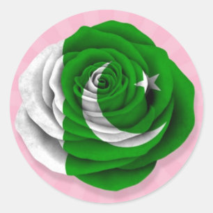 Sticker Rond Drapeau Rose pakistanais rose