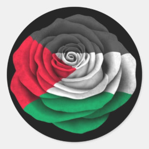 Sticker Rond Drapeau Rose palestinien noir