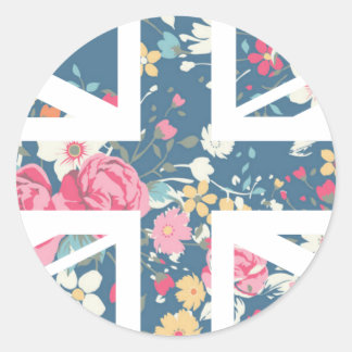 Sticker Rond Drapeau Rose vintage Union Jack British (UK)