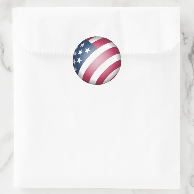 Sticker Rond Drapeau rouge blanc et bleu américain, Cool Globe (Sac)