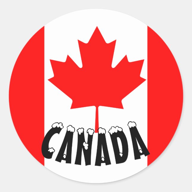 Sticker Rond Drapeau rouge clair Feuille d'érable Canada (Devant)
