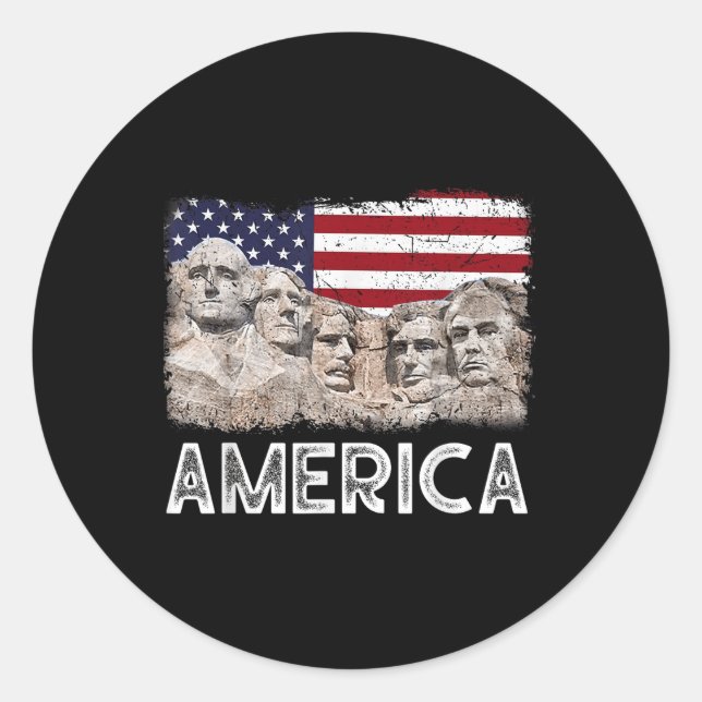 Sticker Rond Drapeau Rushmore du 45e Rushmore Mount American (Devant)