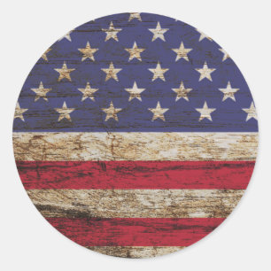 Sticker Rond Drapeau Russe Américain Patriotique États-Unis