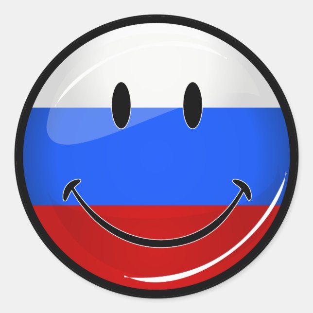 Sticker Rond Drapeau russe souriant (Devant)