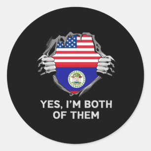 Sticker Rond Drapeau S demi-Bélizien américain Usa Belize