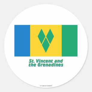 Sticker Rond Drapeau Saint-Vincent avec nom