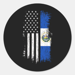 Sticker Rond Drapeau salvadorien américain - El Salvador Usa T-