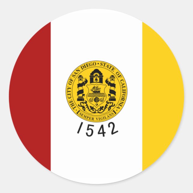 Sticker Rond Drapeau San Diego (Devant)