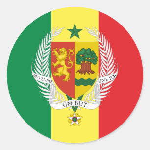 Sticker Rond Drapeau sénégalais et armoiries, Drapeau du Sénéga