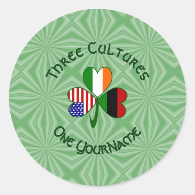Sticker Rond Drapeau Shamrock irlandais afro-américain personna (Devant)