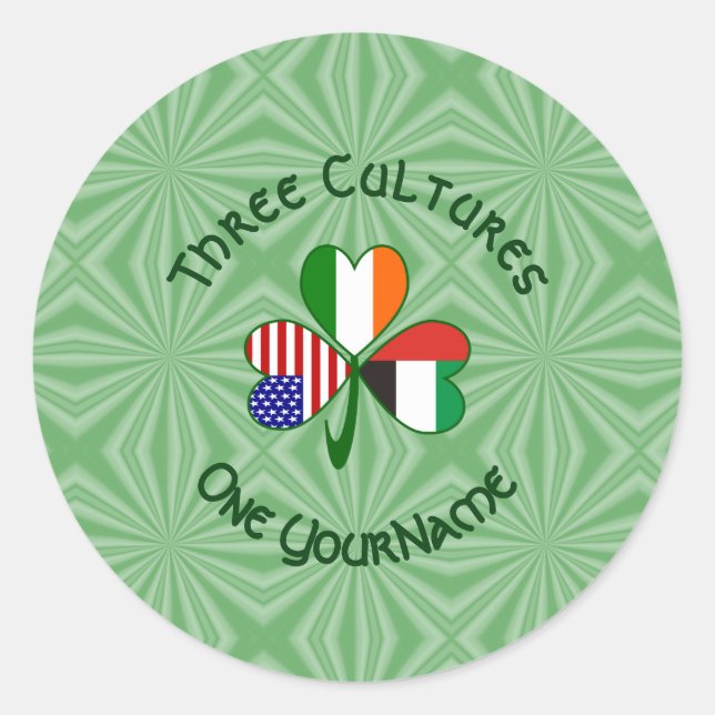 Sticker Rond Drapeau Shamrock irlandais des Émirats Arabes Unis (Devant)