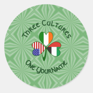 Sticker Rond Drapeau Shamrock personnalisé américano-irlandais 
