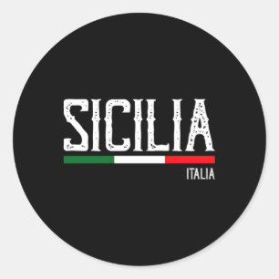 Sticker Rond Drapeau Sicile Palerme Italie