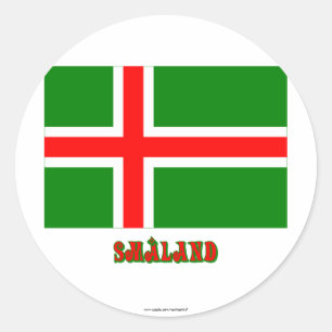 Sticker Rond Drapeau Småland avec nom (non officiel)