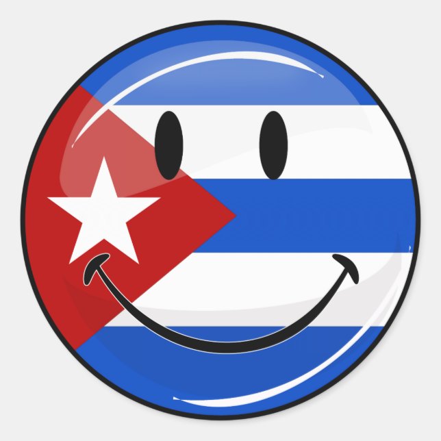 Sticker Rond Drapeau souriant cubain (Devant)