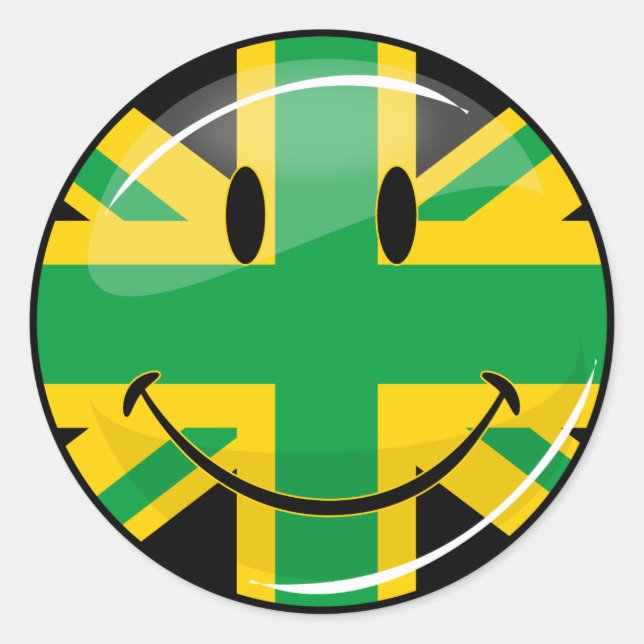Sticker Rond Drapeau souriant de la Jamaïque (Devant)