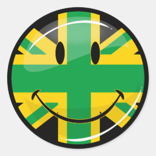 Sticker Rond Drapeau souriant de la Jamaïque