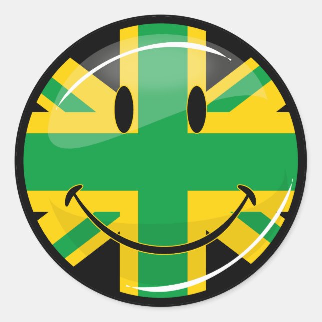 Sticker Rond Drapeau souriant de la Jamaïque (Devant)