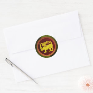 Sticker Rond Drapeau Sri Lanka Design Lion Bouteille d'eau