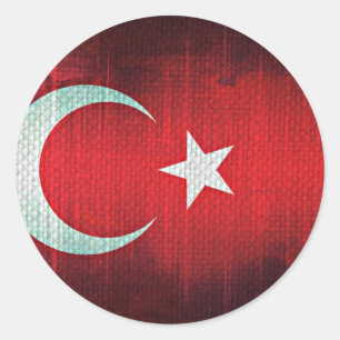Sticker Rond Drapeau stylisé de Turquie