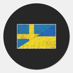 Sticker Rond Drapeau Suède Ukraine Nationalité suédoise ukraini