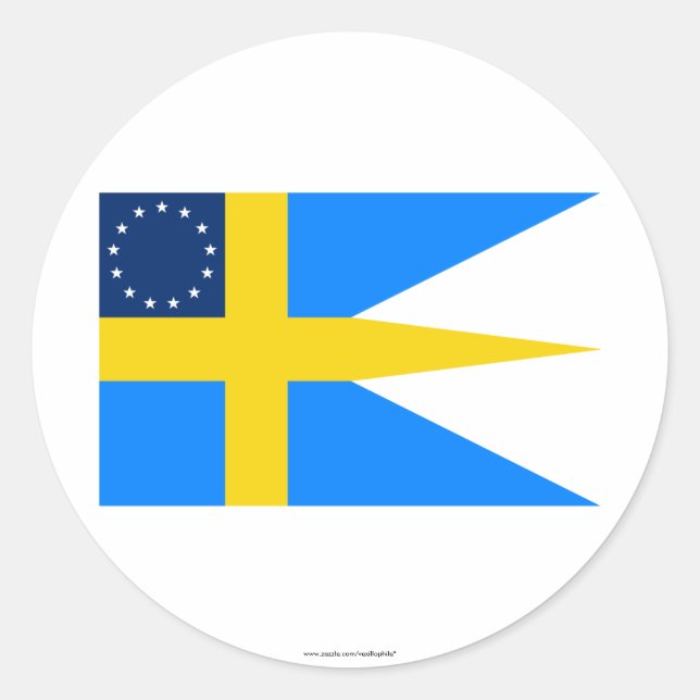 Sticker Rond Drapeau suédois-américain (Devant)