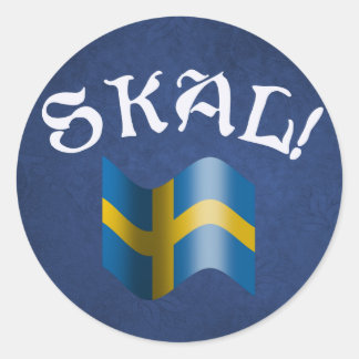 Sticker Rond Drapeau suédois Skal Toast de Suède