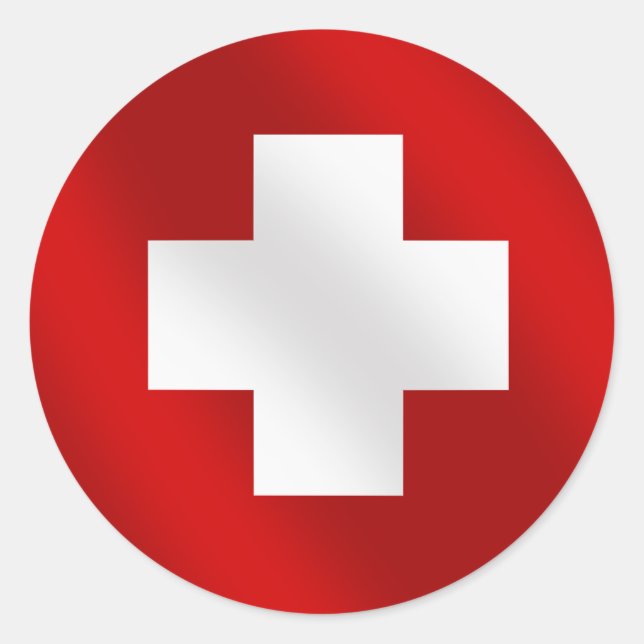 Sticker Rond Drapeau suisse de base cadeaux Suisse pour les amo (Devant)