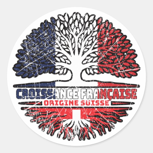 Sticker Rond Drapeau suisse France Arbre (Devant)