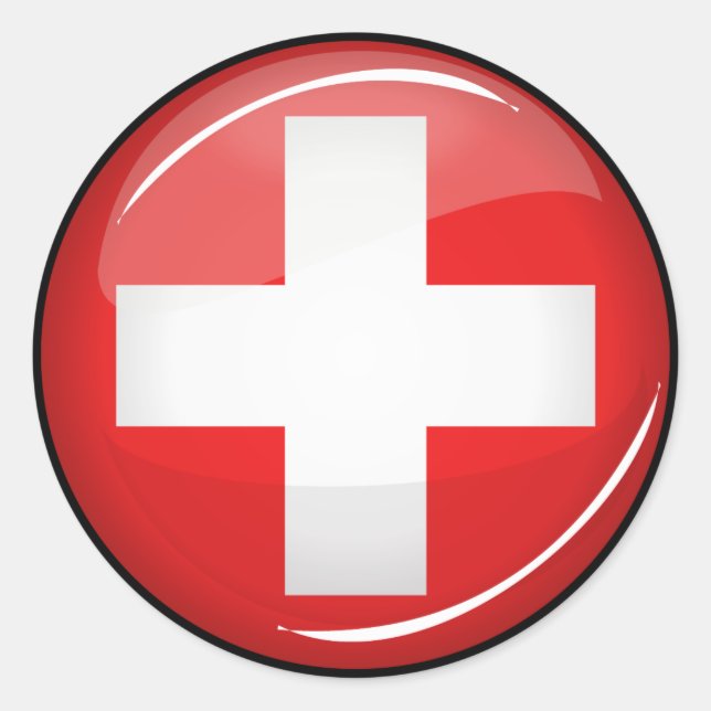 Sticker Rond Drapeau suisse rond brillant (Devant)