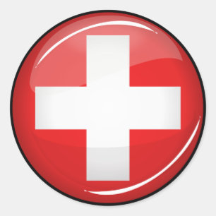 Sticker Rond Drapeau suisse rond brillant