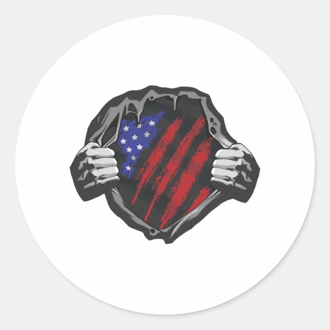 Sticker Rond Drapeau superhero USA (Devant)