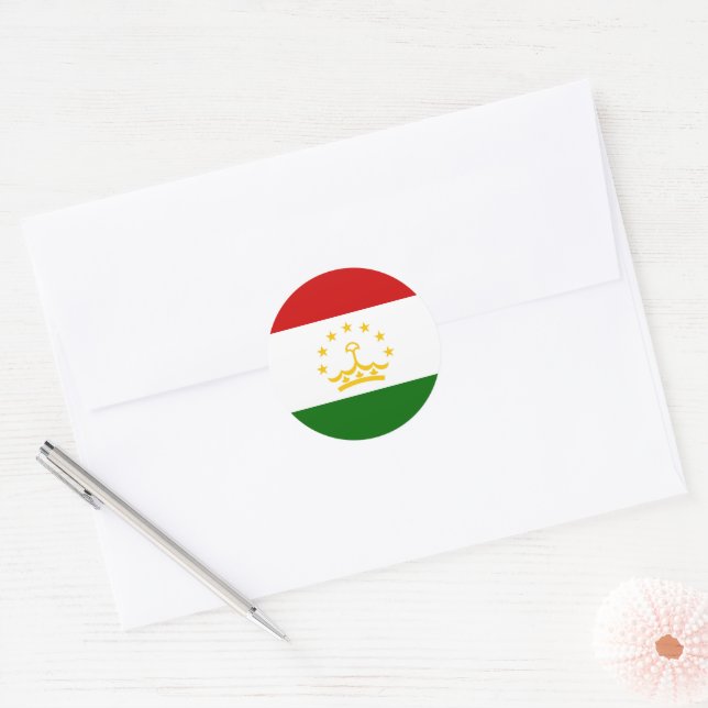 Sticker Rond Drapeau Tadjikistan (Enveloppe)