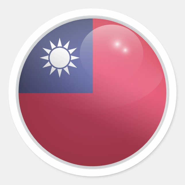 Sticker Rond Drapeau Taïwan en cercle brillant (Devant)