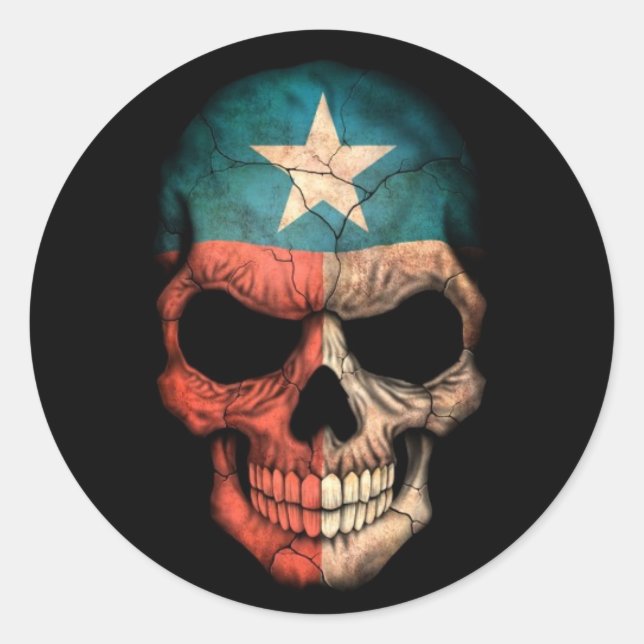 Sticker Rond Drapeau texan sur noir (Devant)