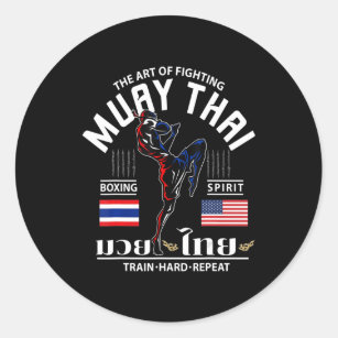 Sticker Rond Drapeau thaïlandais Muay Thai Boxing Train dur